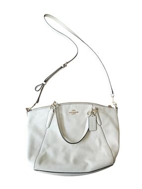 Coach Kelsey Pebbled Leather White Shoulder Bag with Crossbody Strap